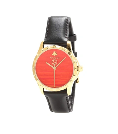 Shop Gucci G-timeless Le Marché Des Merveilles 38mm Leather Watch