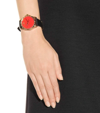Shop Gucci G-timeless Le Marché Des Merveilles 38mm Leather Watch