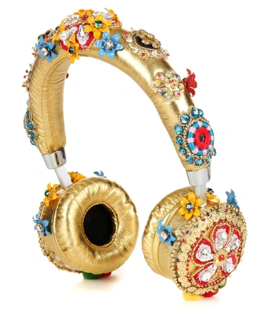 Dolce & Gabbana Exclusive To Mytheresa.com - Embellished Metallic Leather Headphones