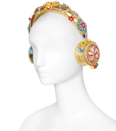 Shop Dolce & Gabbana Exclusive To Mytheresa.com - Embellished Metallic Leather Headphones