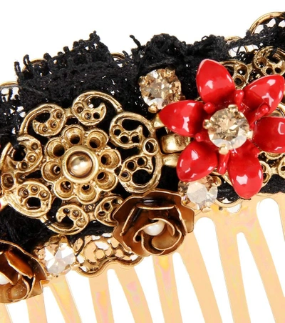 Shop Dolce & Gabbana Embellished Hair Comb In Multicoloured