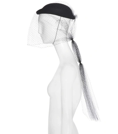 Shop Gucci Agnes Felt Hat With Net Veil In Llack