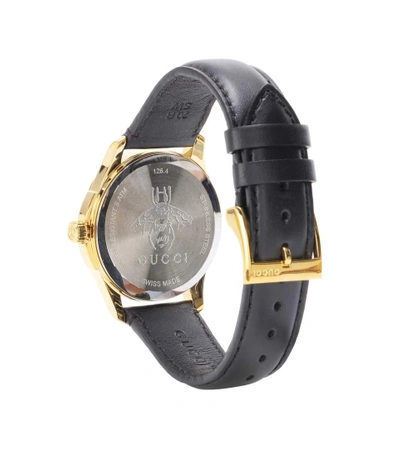 Shop Gucci G-timeless Le Marché Des Merveilles 38mm Pvd-plated And Leather Watch In Black