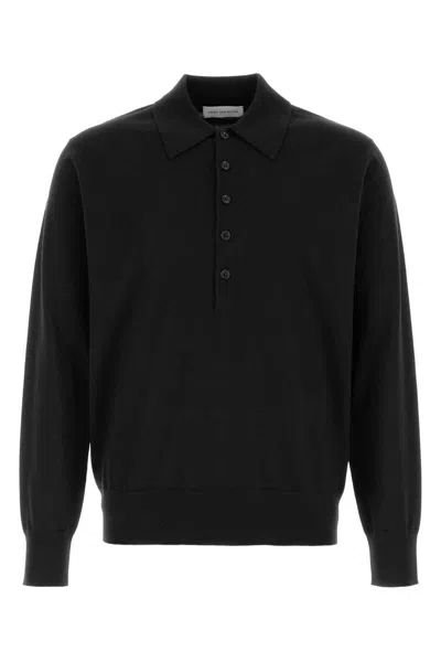 Dries Van Noten Black Wool Muano Polo Shirt In Black