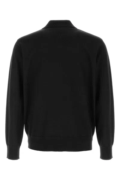 Dries Van Noten Black Wool Muano Polo Shirt In Black