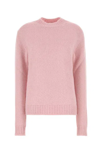 Jil Sander Oversize Crew Neck Alpaca Blend Sweater In Pink