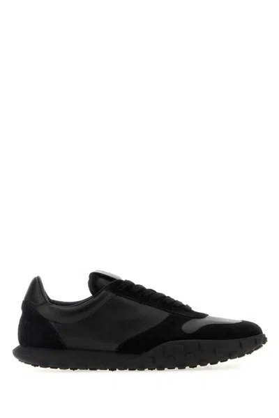 Jil Sander Low Laced Sneakers With Vulcanized Rubber Sole In Black