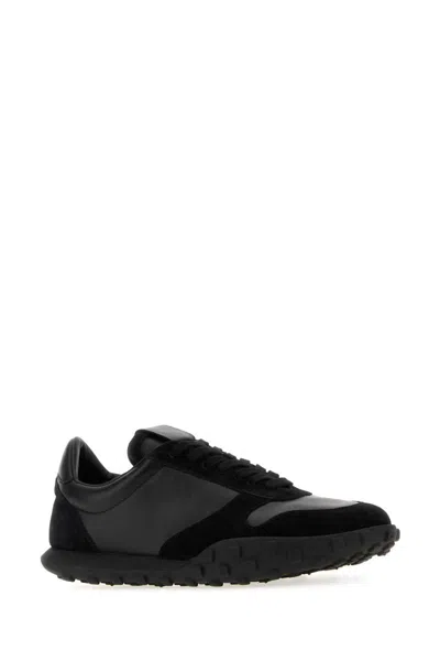 Jil Sander Low Laced Sneakers With Vulcanized Rubber Sole In Black