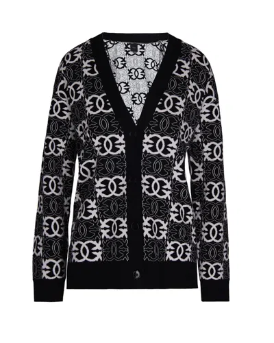 Pinko V-neck Long Sleeve Knit Cardigan Design In Black
