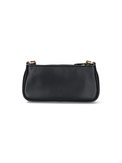Pinko Leather Mini Baguette Bag In Black