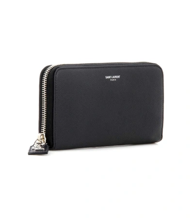 Shop Saint Laurent Leather Wallet In Eero