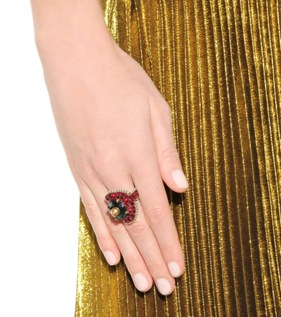 Shop Gucci Crystal-embellished Ring In Multicoloured
