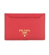 Prada Saffiano Leather Card Holder In Red