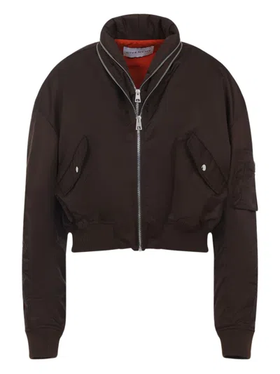 Givenchy Cropped Flap Pocket Jackets With High Collar In Brown