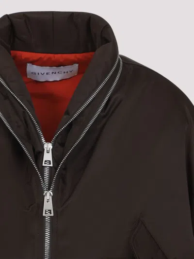 Givenchy Cropped Flap Pocket Jackets With High Collar In Brown