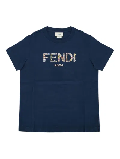 Fendi Kids T Shirts And Polos In Blue