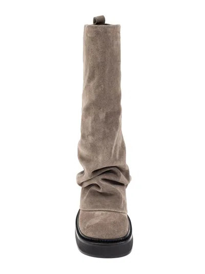 Attico Suede Robin Combat Boots In Brown