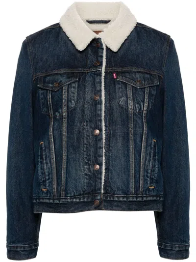 Levi's Shearling-collar Denim Jacket In Black