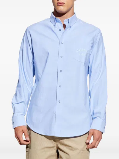 Givenchy Button-down Shirt With Pointed Collar And Embroidered Detail In Blue