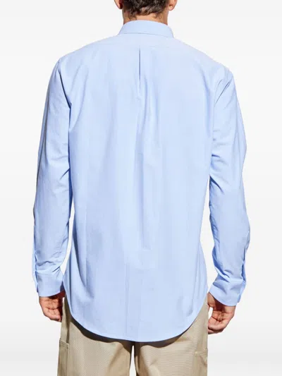 Givenchy Button-down Shirt With Pointed Collar And Embroidered Detail In Blue