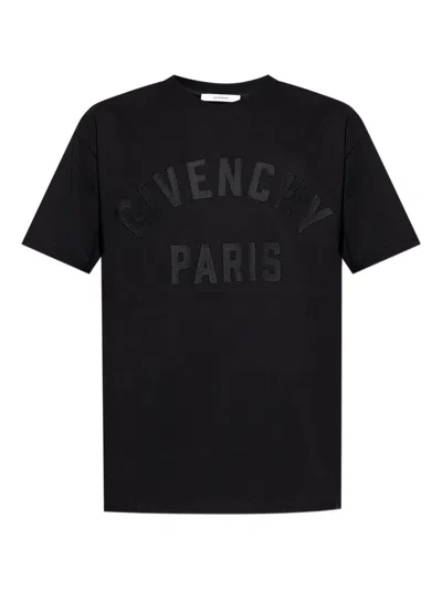 Givenchy Black T-shirt With Maxi Logo On The Front In Cotton Man