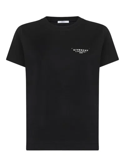 Givenchy Black Crewneck T-shirt With Logo Lettering On Front And Rear In Cotton Woman In Black