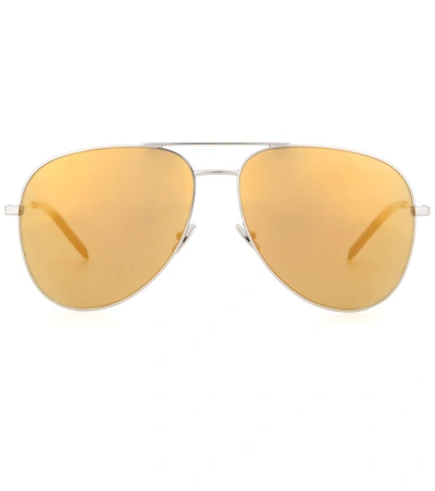 Saint Laurent Women's Classic 11 Surf Reflective Aviator Sunglasses In Yellow