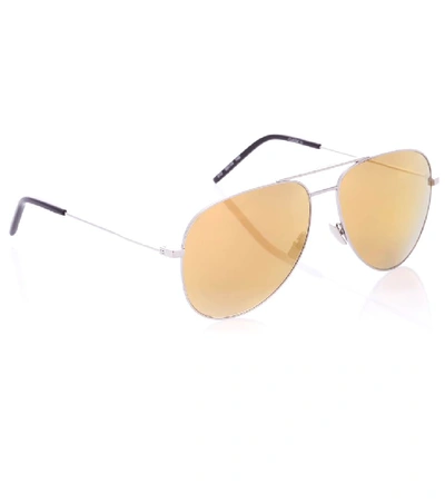 Shop Saint Laurent Classic 11 Mirrored Aviator Sunglasses