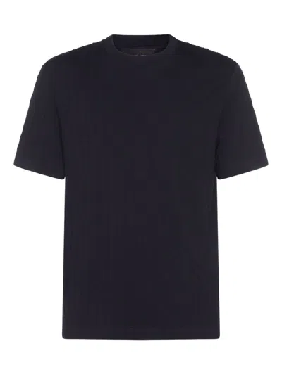 Giorgio Armani Navy Blue Viscose Blend T-shirt In Black