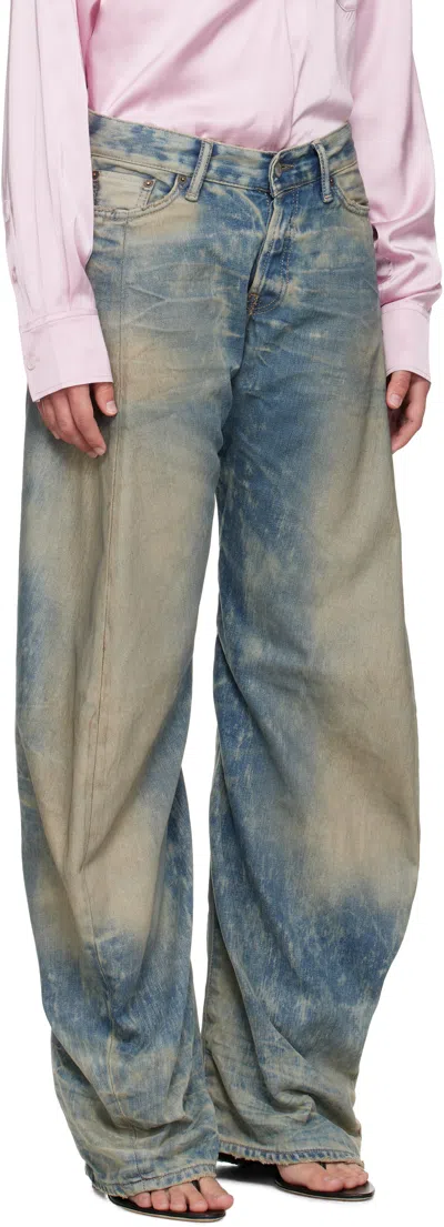 Acne Studios Womens Mid Blue Barrel-leg Goldmine Denim Jeans In Multi