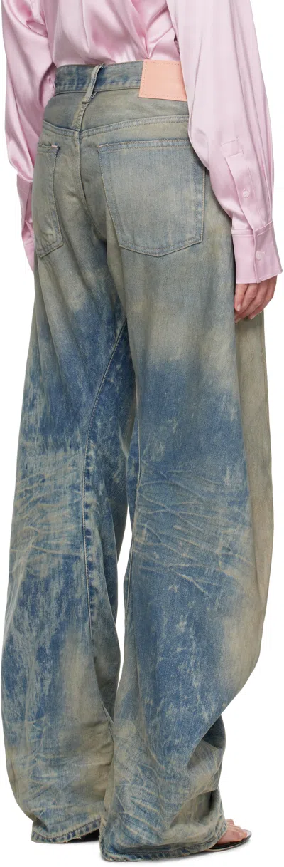 Acne Studios Womens Mid Blue Barrel-leg Goldmine Denim Jeans In Multi