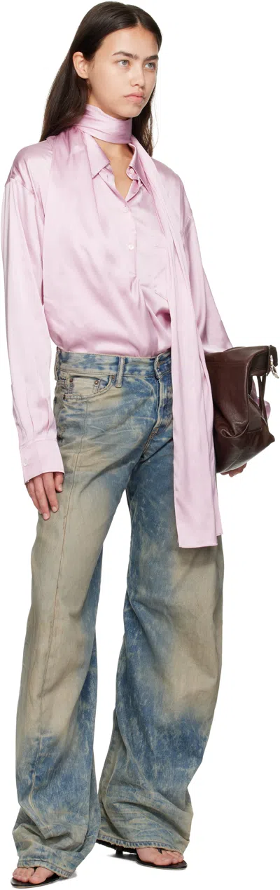 Acne Studios Womens Mid Blue Barrel-leg Goldmine Denim Jeans In Multi