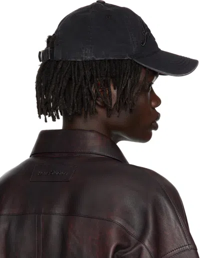 Acne Studios Faded Black Baseball Cap With Embroidered Logo In Black