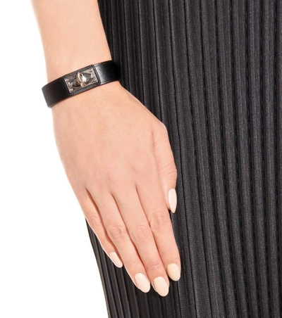 Shop Givenchy Shark Tooth Leather Bracelet In Black