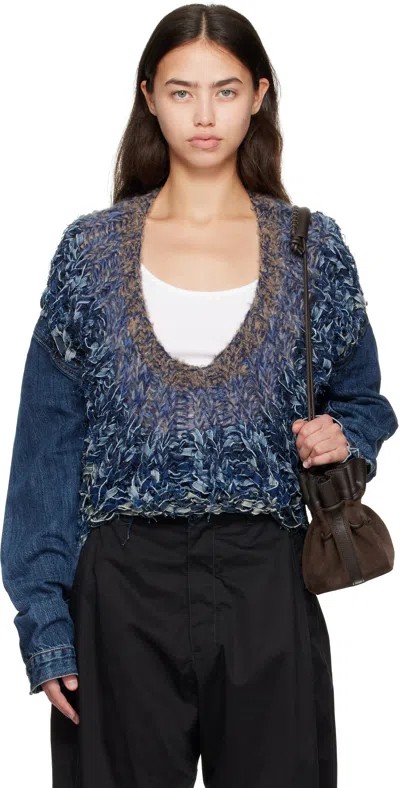 Bless Navy Nº65 Jeanscirclejacket Denim Jacket In Blue