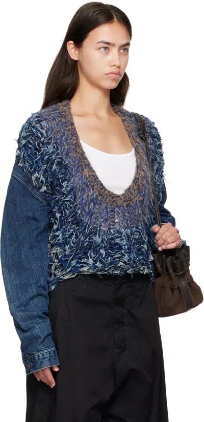 Bless Navy Nº65 Jeanscirclejacket Denim Jacket In Blue