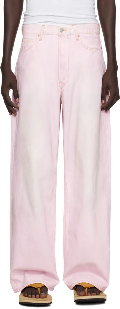 Acne Studios 1981m Wide-leg Distressed Jeans In Pale Pink