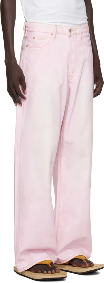 Acne Studios 1981m Wide-leg Distressed Jeans In Pale Pink