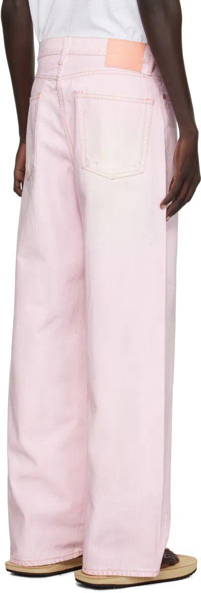 Acne Studios 1981m Wide-leg Distressed Jeans In Pale Pink