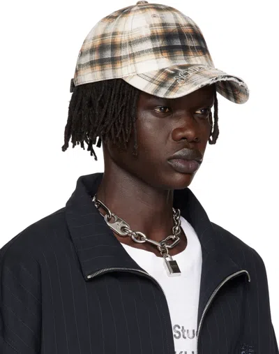 Acne Studios Beige & Black Distressed Cap In Multi