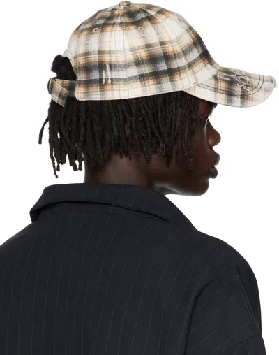 Acne Studios Beige & Black Distressed Cap In Multi