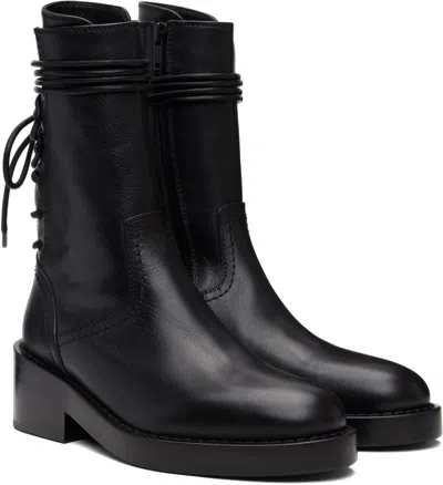 Ann Demeulemeester Woman Ankle Boots Black Size 7.5 Leather In Brown