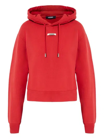 Jacquemus Le Hoodie Gros Grain Cotton Hoodie In Red