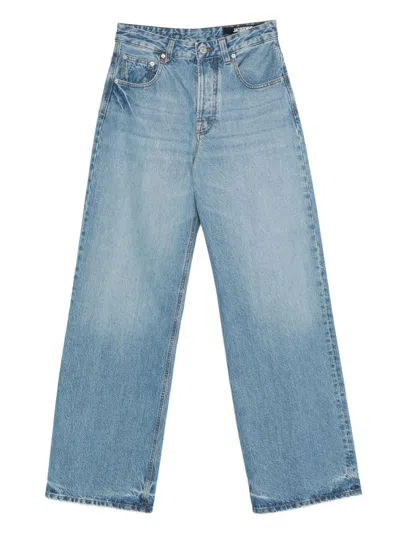 Jacquemus High-waisted Wide-leg Denim Pants With Signature Detail In Blue