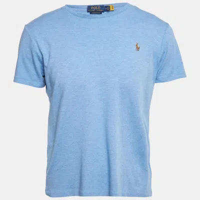 Pre-owned Polo Ralph Lauren Blue Logo Embroidery Cotton Custom Slim Fit T-shirt M