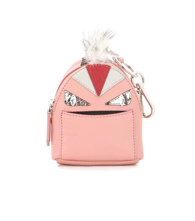 Fendi 'monster' Genuine Fox Fur Trim Backpack Bag Charm In Rose Pink