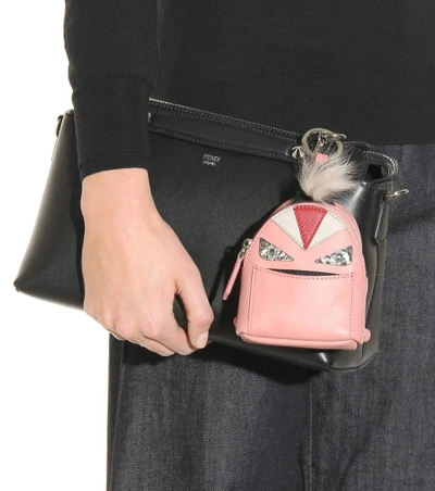 Shop Fendi Bag Bugs Backpack Snakeskin Fur-trimmed Charm In Lois De Rose Eatural Multicolo