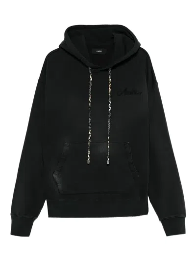 Amiri Men Hoodie With Embroidery And Drawstring In Black