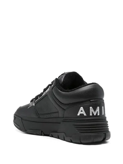 Amiri Men Black Sneakers With Logo Patch On The Side And Logo Lettering On The Rear In Leather Man In Black