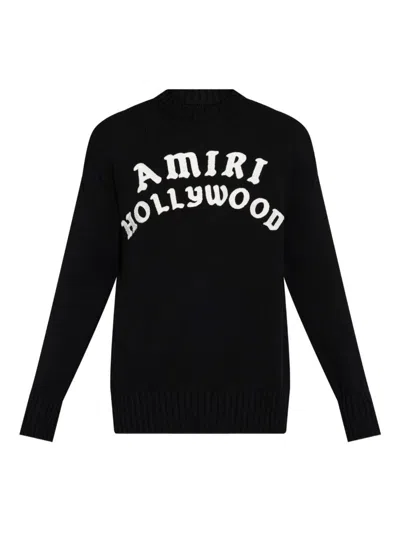 Amiri Hollywood Crew Neck Sweater In Black